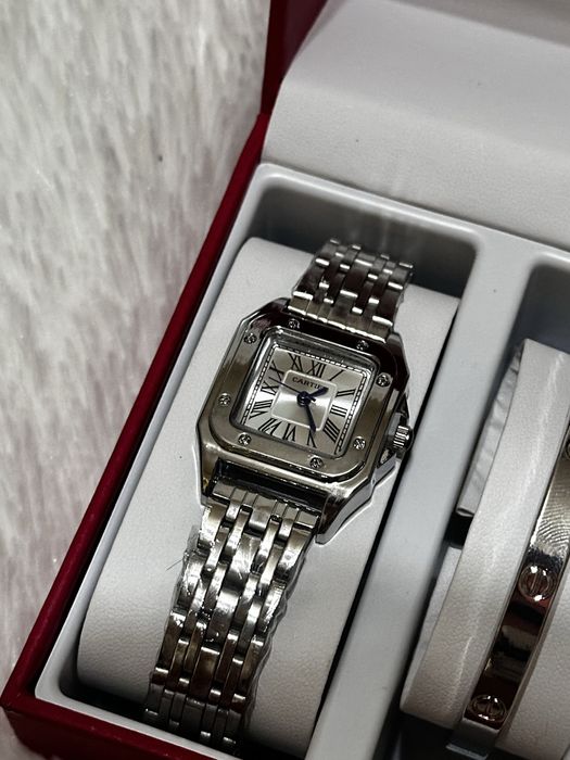 Set Cartier – Ceas + Brățară + Colier + Cercei + Inel – Nou, în cutie