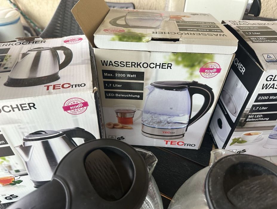 Fierbator electric cu leduri pt apa cu sita ceai din sticla sau inox