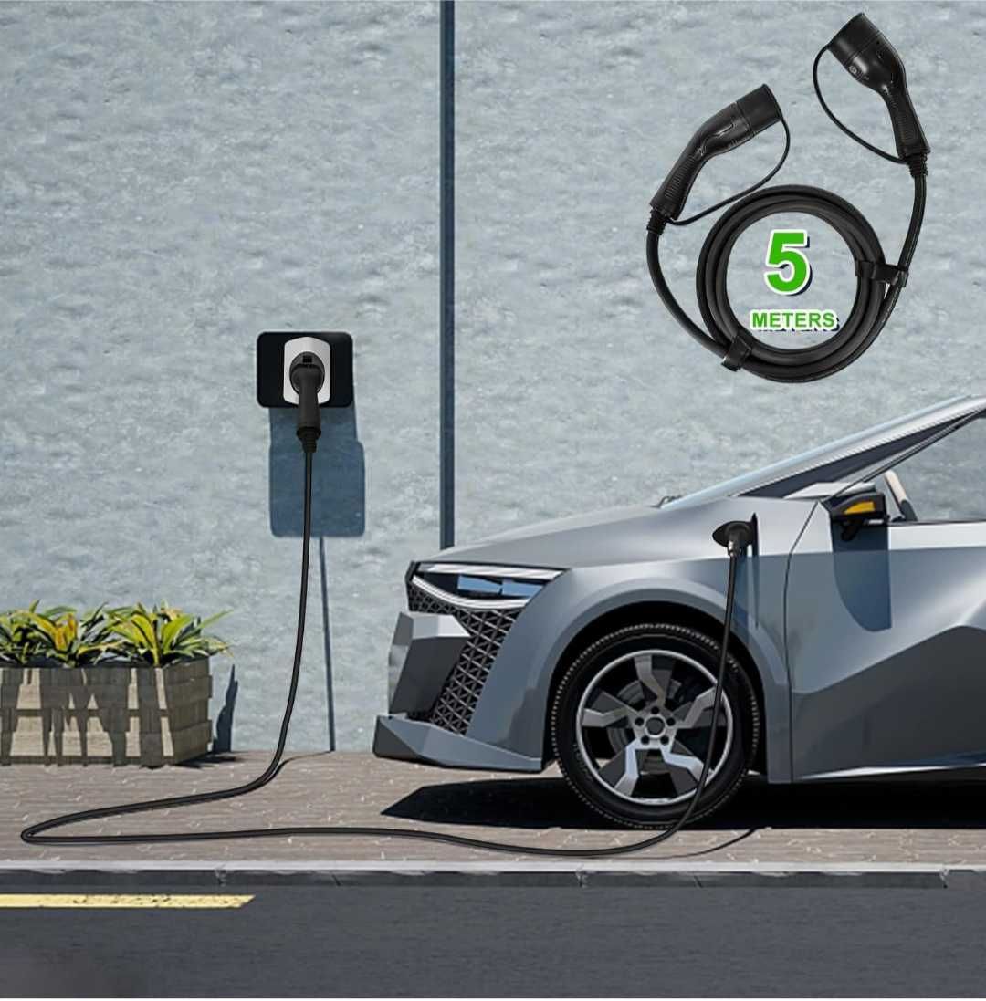 Кабел за зареждане на електроавтомобил 5м тип2 EV11kW 16A CE TUV2  НОВ