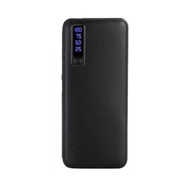 Baterie Externa Smart Power Bank 30000 mAh,3 x USB Design Piele, Negru