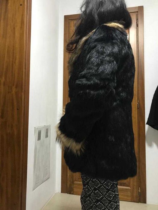 Haina Blana naturala de iepure si vulpe