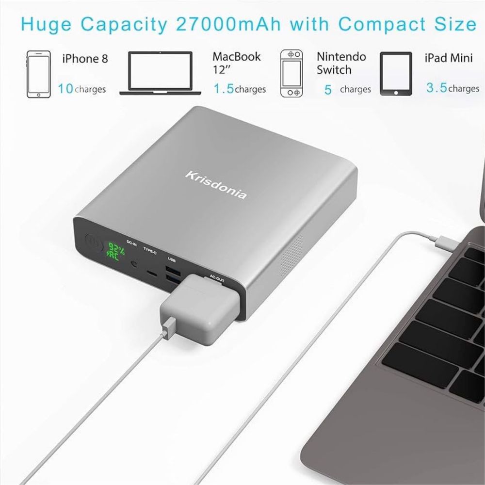 Преносимо зарядно за лаптоп Krisdonia-27000mAh/130w