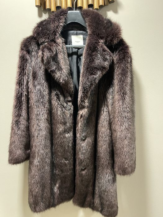 Палто с косъм Mango с подарък дънки Зара