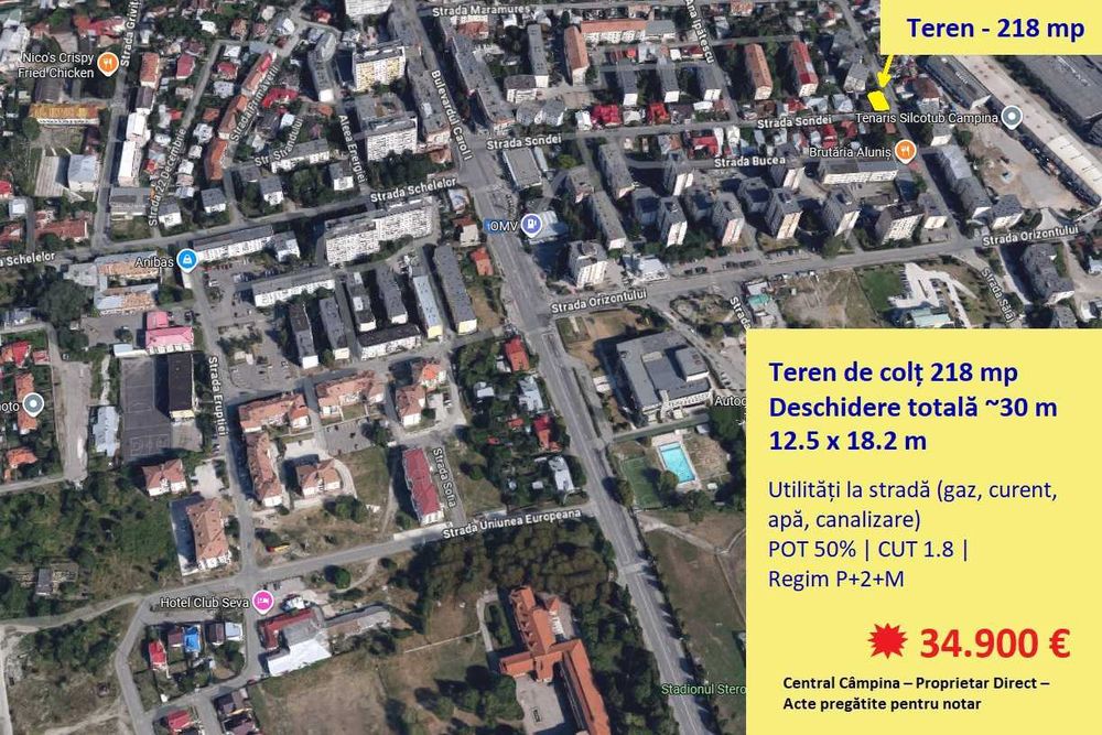 Teren colț Câmpina – Avans 18.000 € + Rate 750 €/lună