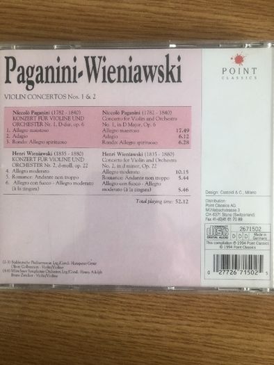 CD Muzica Chopin; Paganini; Wieniawski