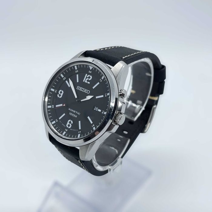 Seiko Kinetic – кенетичен мъжки часовник 42,5мм черен антрацит