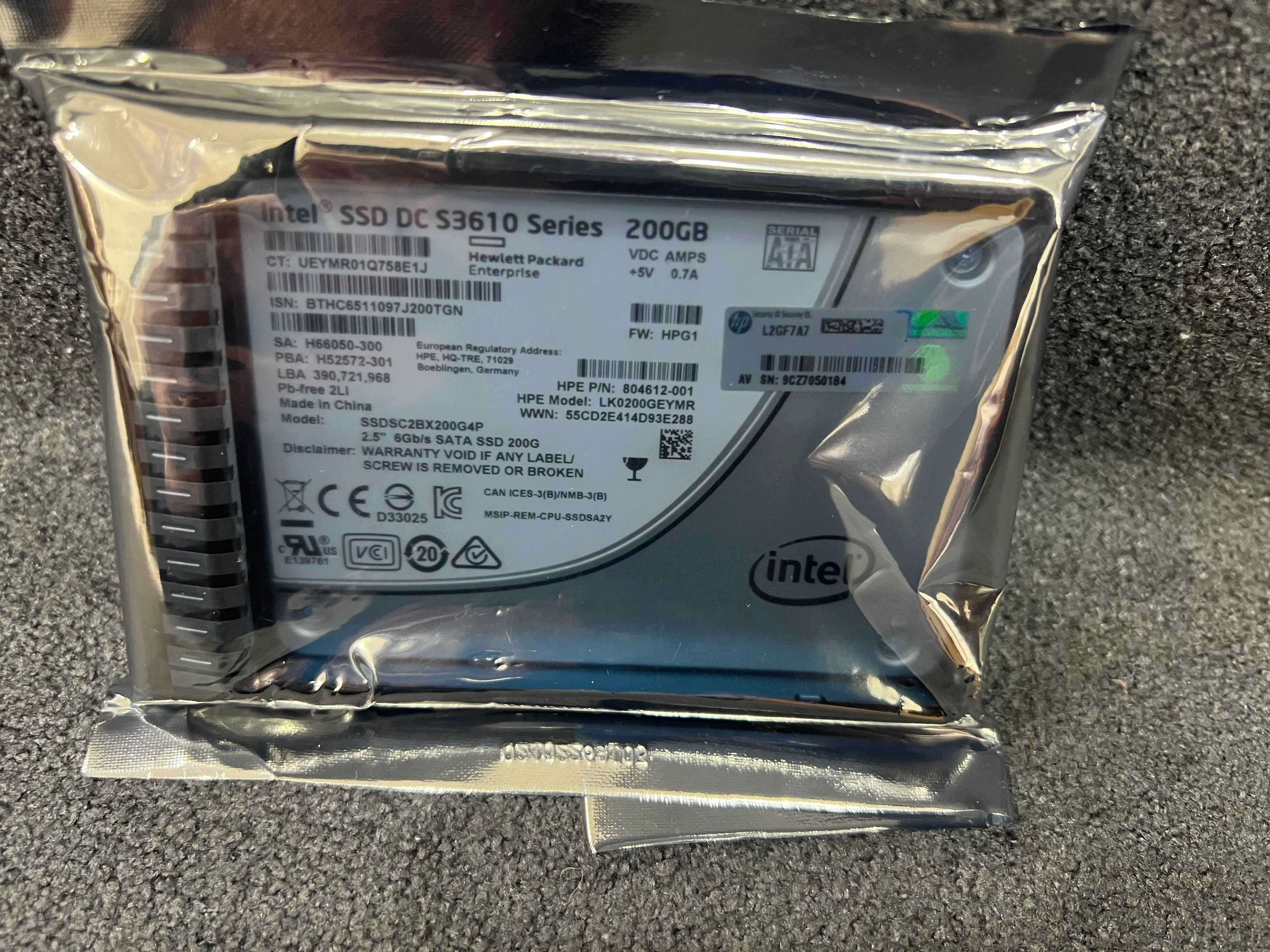 NEW!! SSD для серверов HPE DC  INTEL 200GB 6G 2.5" SATA G7 G8 G9 G10