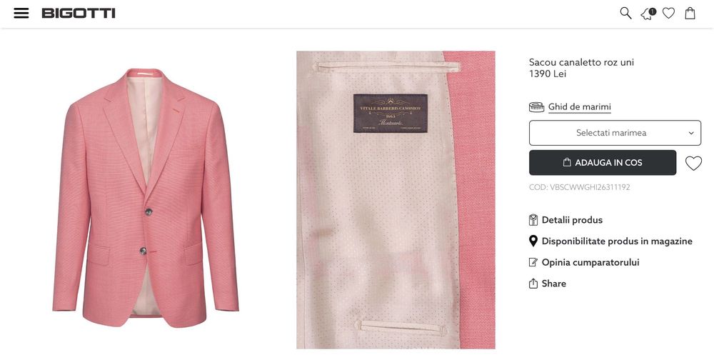 SACOU BIGOTTI roz nou nout purtat o singura data