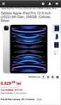 Ipad pro 12.9 cu procesor M2, wifi si 5G , 256 gb, bateria 100/100
