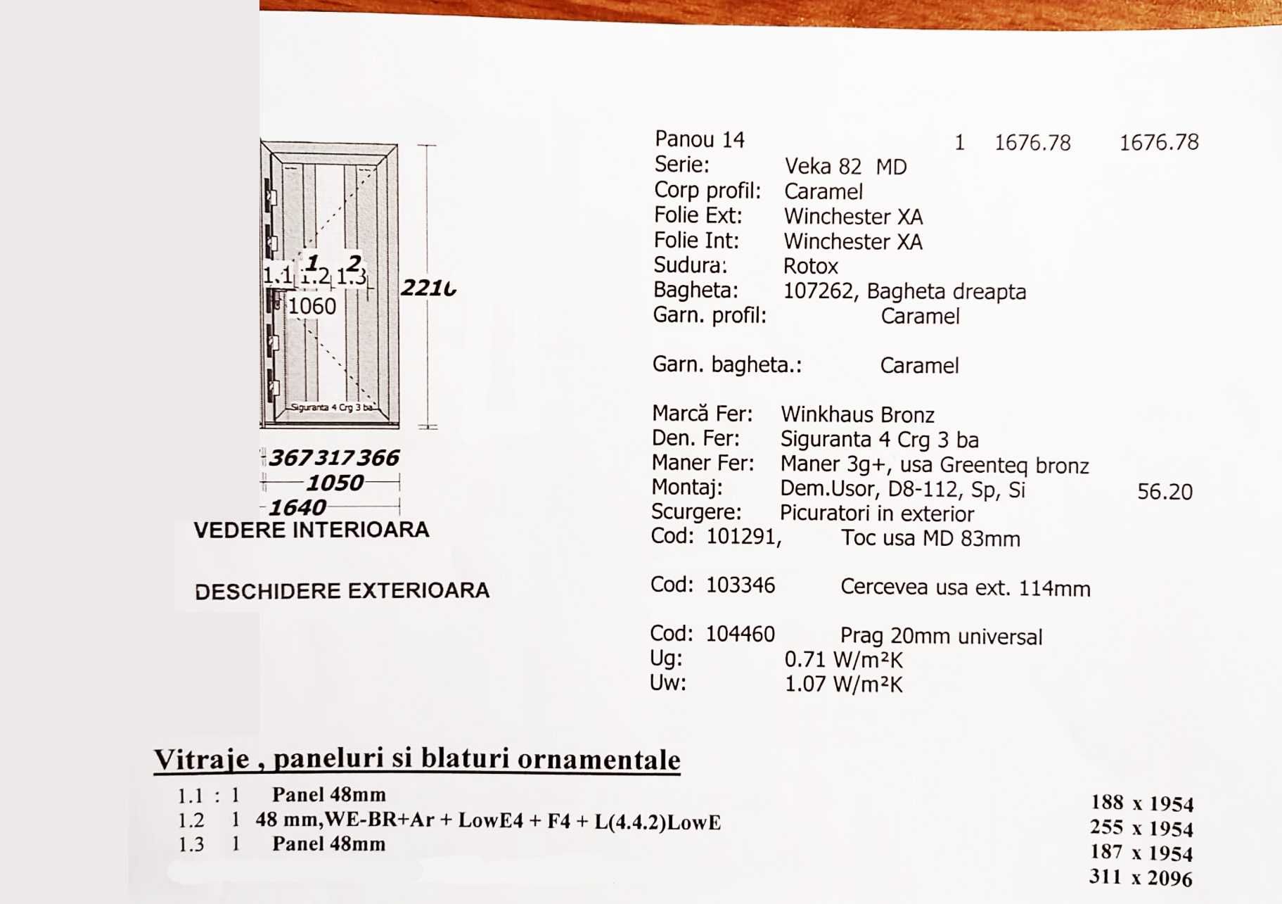 Vand URGENT usa intrare performanta noua Veka 82