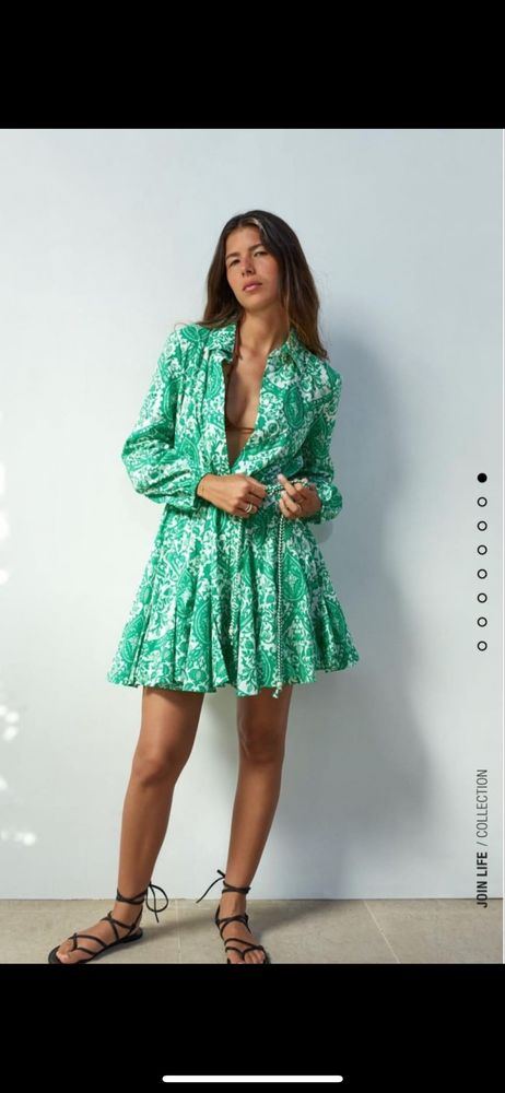 ZARA чисто нова лятна къса рокля в зелено