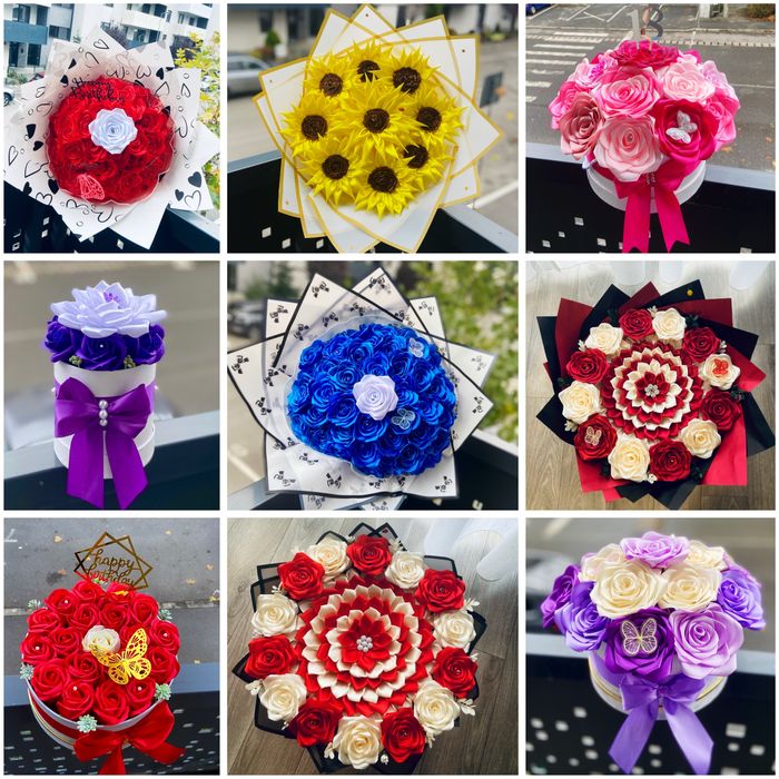 Aranjamente florale / Buchete din trandafiri de sapun sau satin