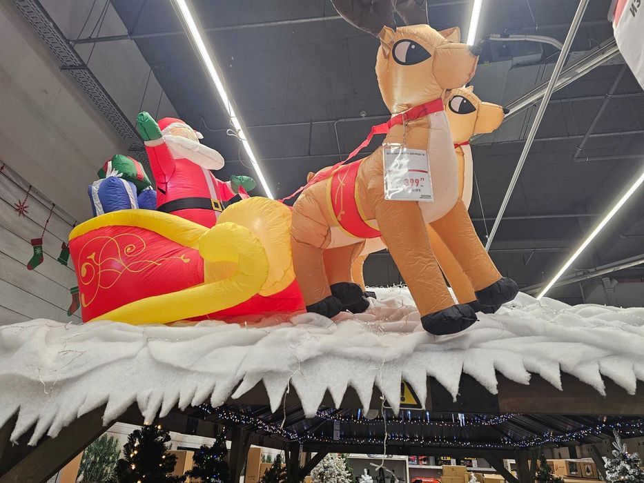 Надуваем дядо коледа със шейна и еленчета НОВ