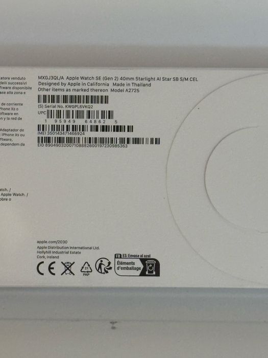 APPLE Watch SE (2nd Gen) V2, GPS + Cellular, 40mm, sigilat, OCAZIE