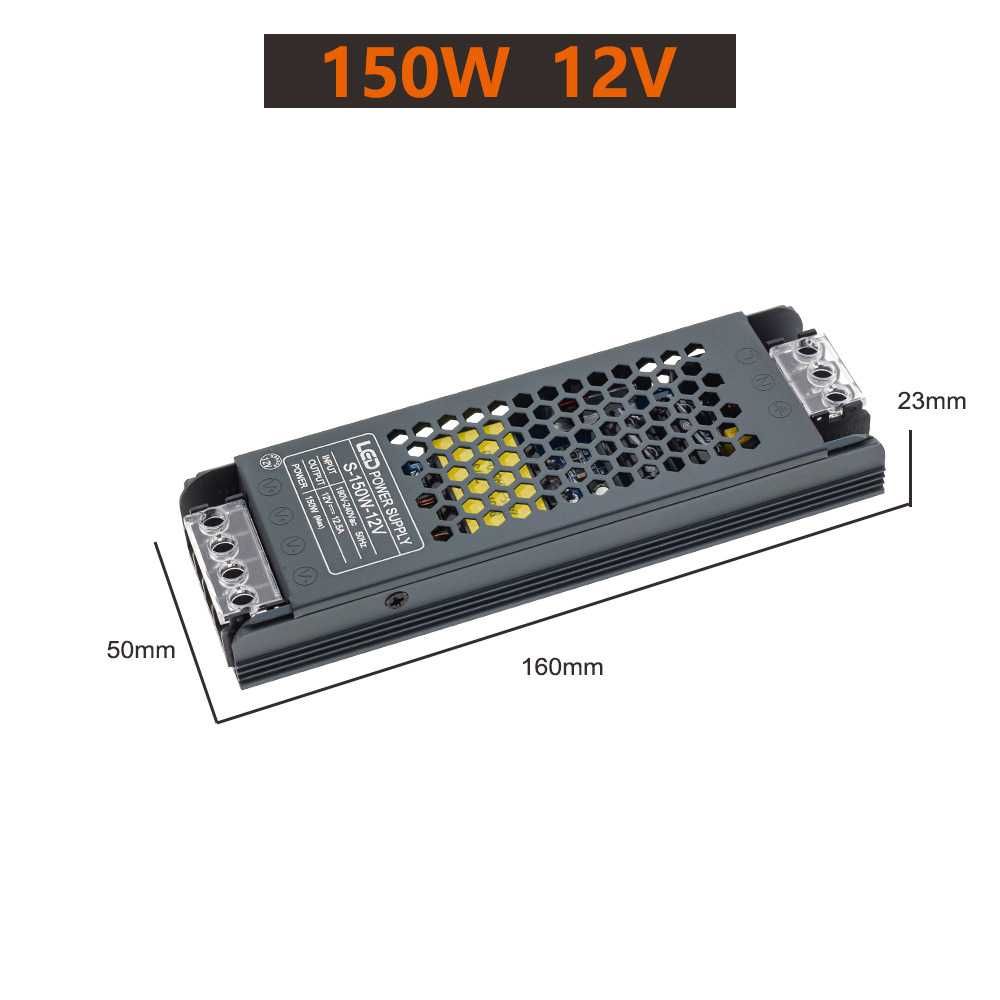 Захранване за LED лента 12VDC, 60W, 5А, Метален тънък корпус + други