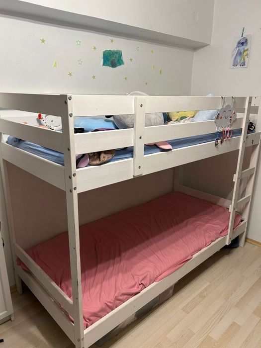 Pat etajat IKEA din lemn pt copii 200/90cm