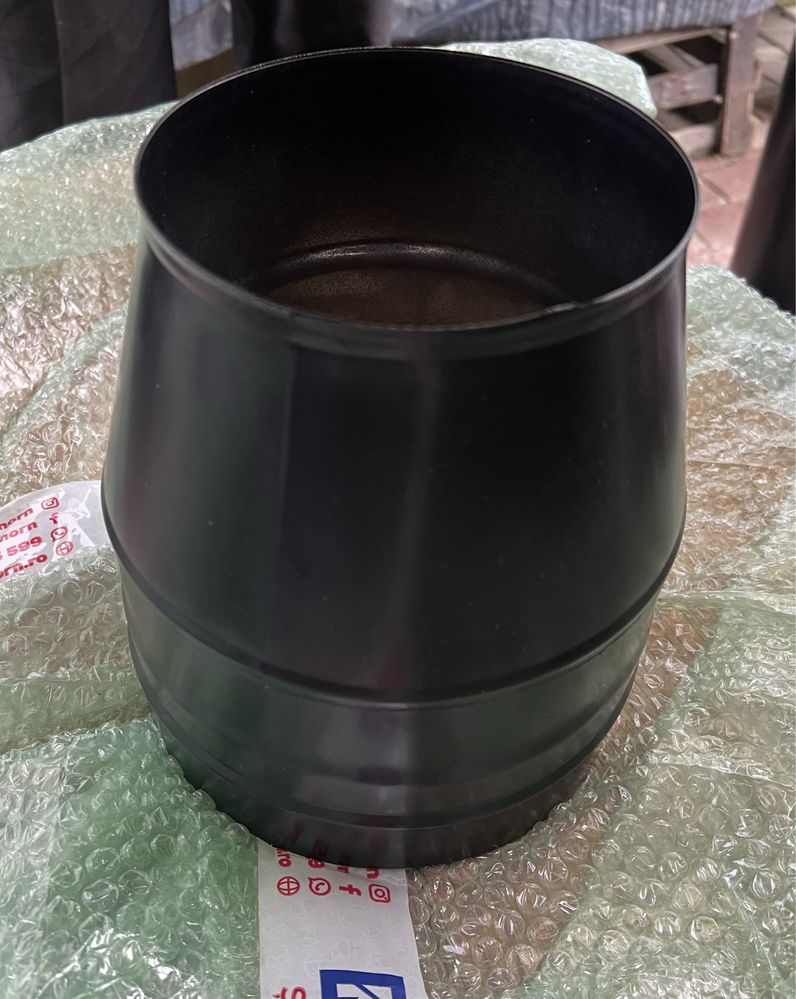 Horn/Coș de fum inox, negru Kaminhorn