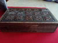 Стари дървена медно инкрустирана кутия, манерка