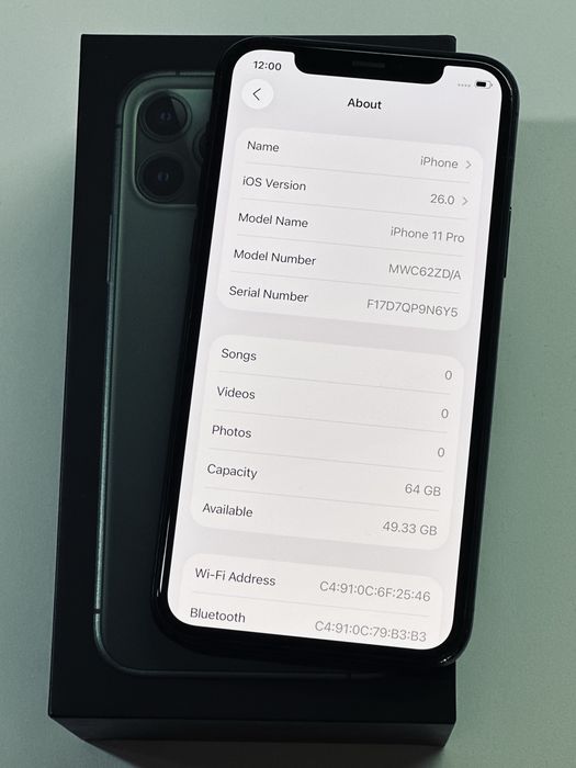 iPhone 11 Pro MidnightGreen 92% battery