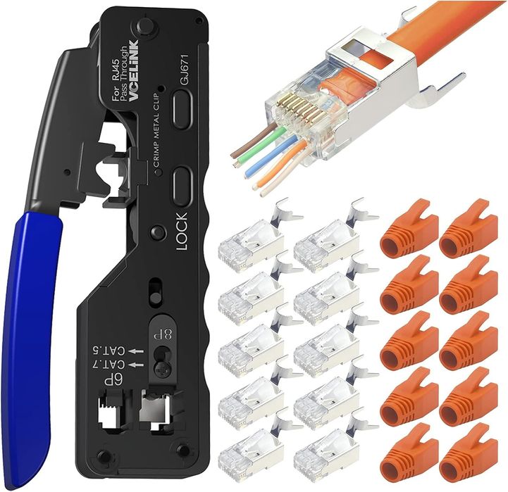 Професионални кримпващи клещи за RJ45 мрежови конектори, Cat 7, Cat 6A