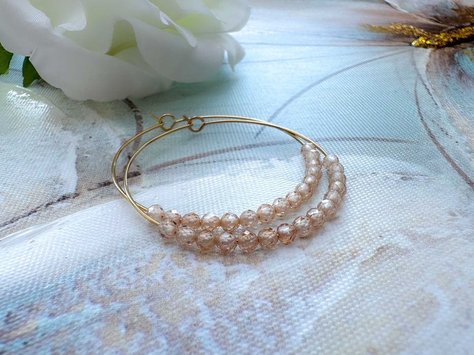 Ръчно изработени обеци Халки от Неръждаема стомана с Цирконий