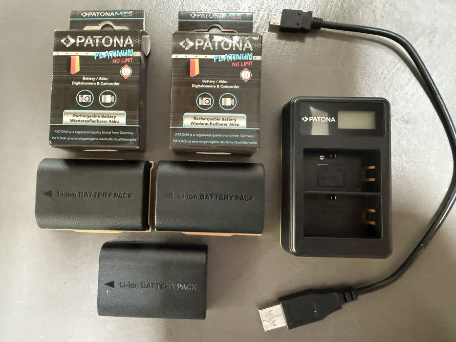 Canon LP-E6NH compatibil, Patona 3 buc + incarcator, pt Canon R5 si R6