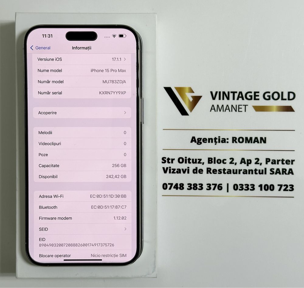 Iphone 14 128 GB Midnight Baterie 100% Full Box Vintagegold Roman