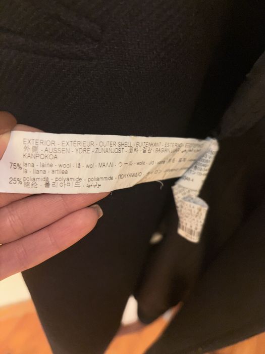 Zara вълнено палто с пухена яка и колан