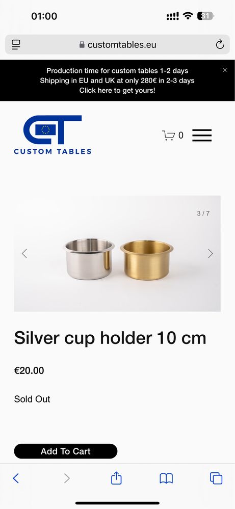 Pahare aurii si argintii pentru mesele de poker lux customtables.eu