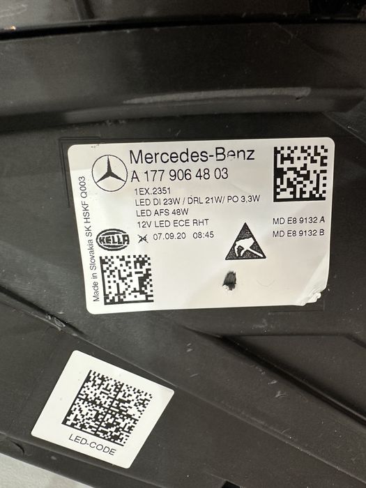 Far dreapta mercedes A class w177 LED EUROPA