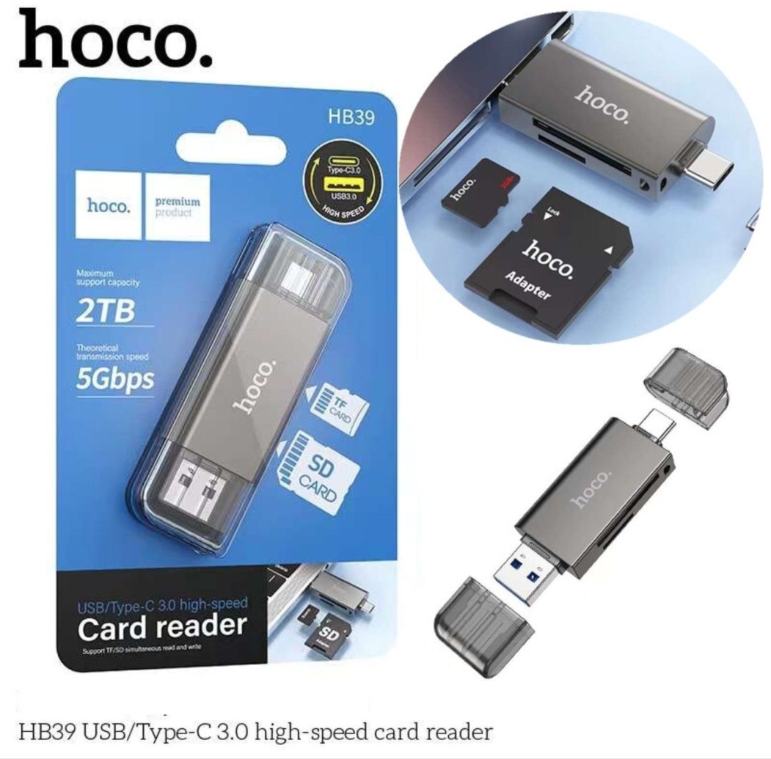 Hoco HB39 2 in 1  USB-A 3.0 Type-C to Micro SD/TF Card Reader
Micro SD