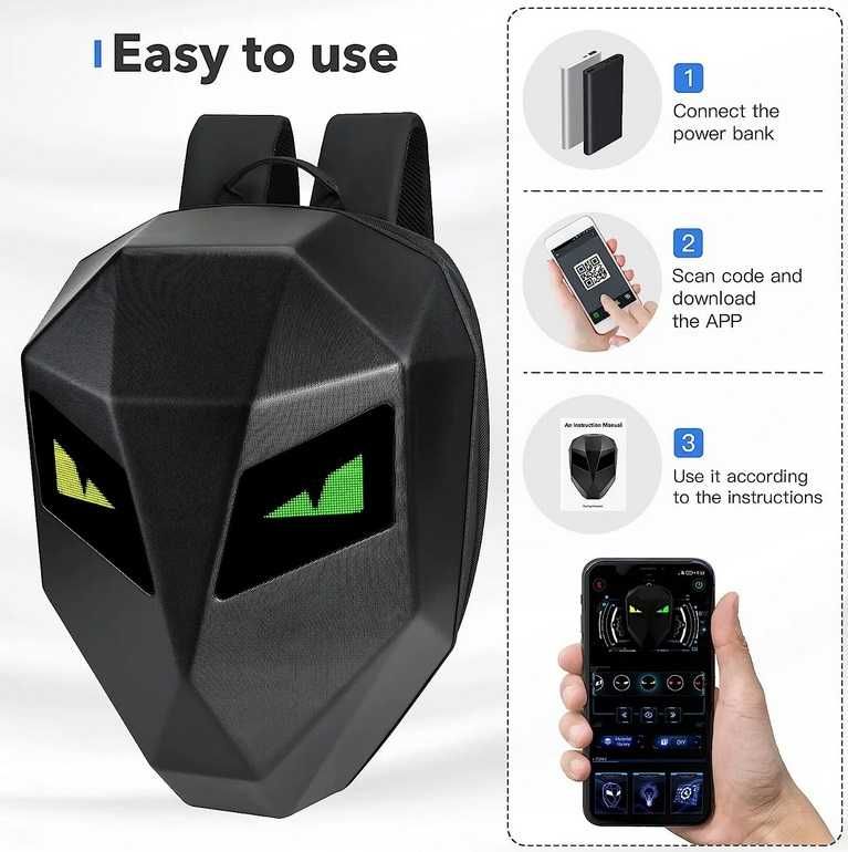 LED Раница За Мотор, 3 Налични Цвята, Bluetooth