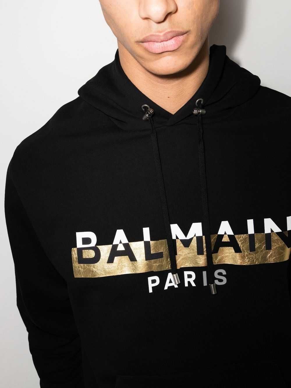 BALMAIN Black Gold Foil Logo Print Мъжко Горнище тип Суичър L и XXL