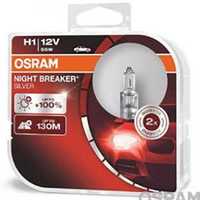 Комплект Халогени Крушки за фарове OSRAM H1-NIGHT BREAKER SILVER +100%