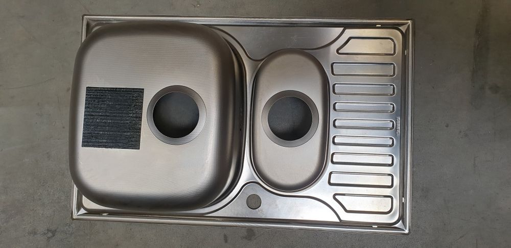 Vand chiuveta din inox panzat cu 2 cuve, NOUA, 78x50 cm