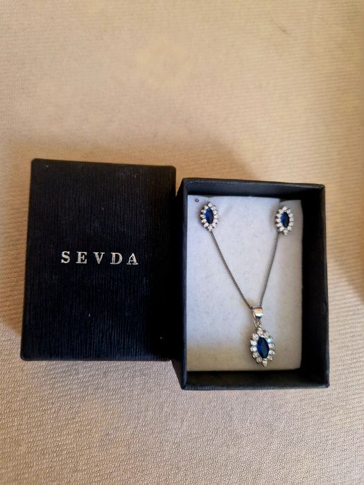 Set bijuterii argint 925 Sevda – colier + cercei, nou