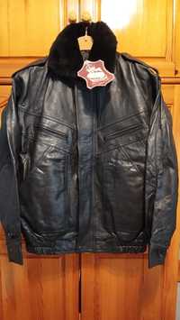 Мъжко кожено яке, естествена кожа,ново ,черно,176/52 (L-XL)
