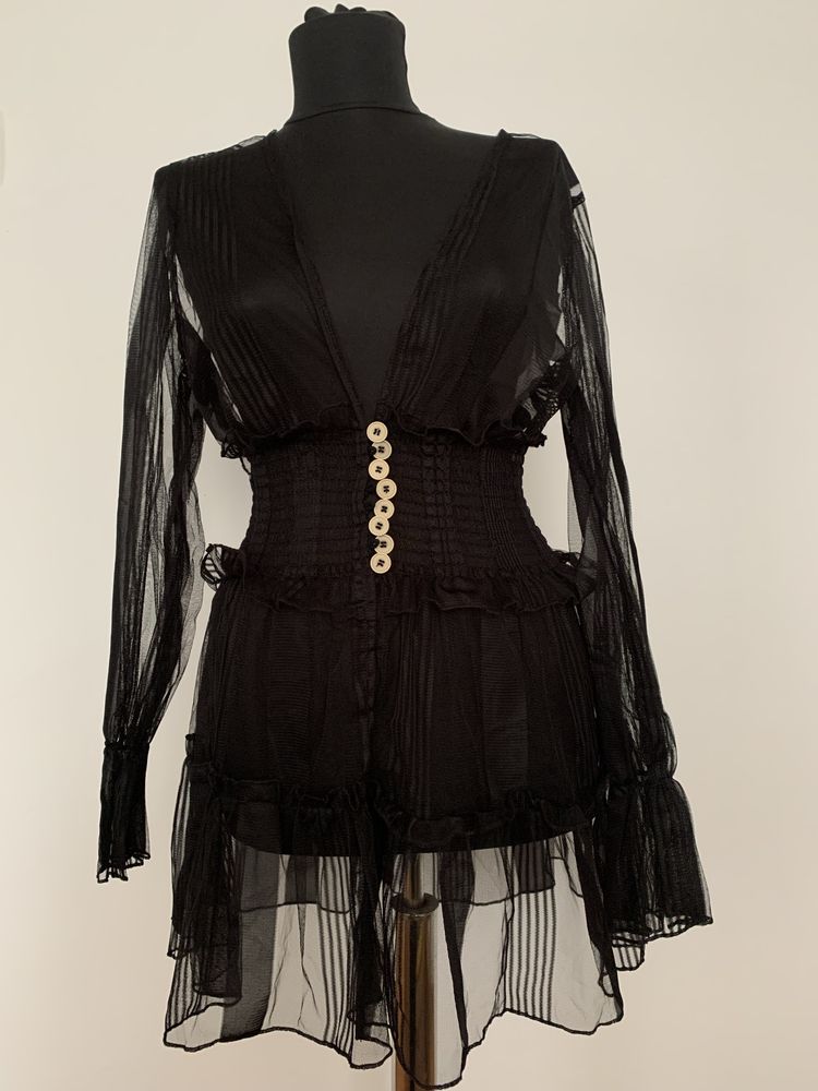 Rochie de plaja neagra cu volane