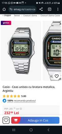 Casio - Ceas unisex cu bratara metalica, Argintiu