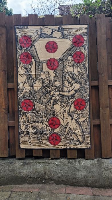 Steag Carte de Tarot 10 de cupe, pictat manual