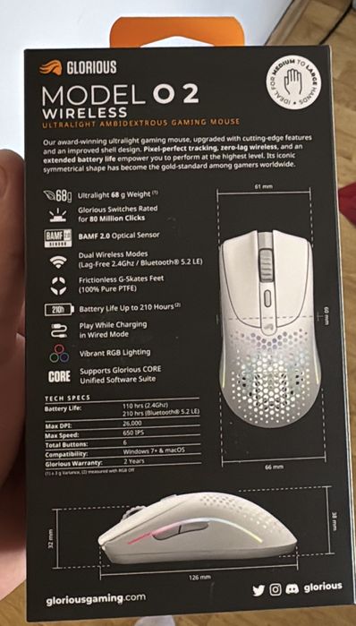 Mouse Gaming- Glorious Model O2 Wireless