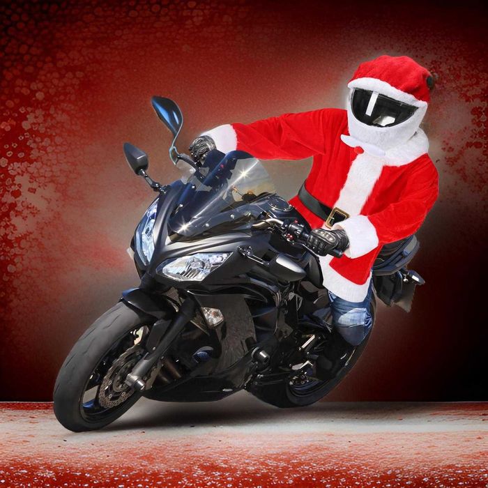 Коледна шапка за каска / Коледен калъф за мото каска / Дядо Коледа