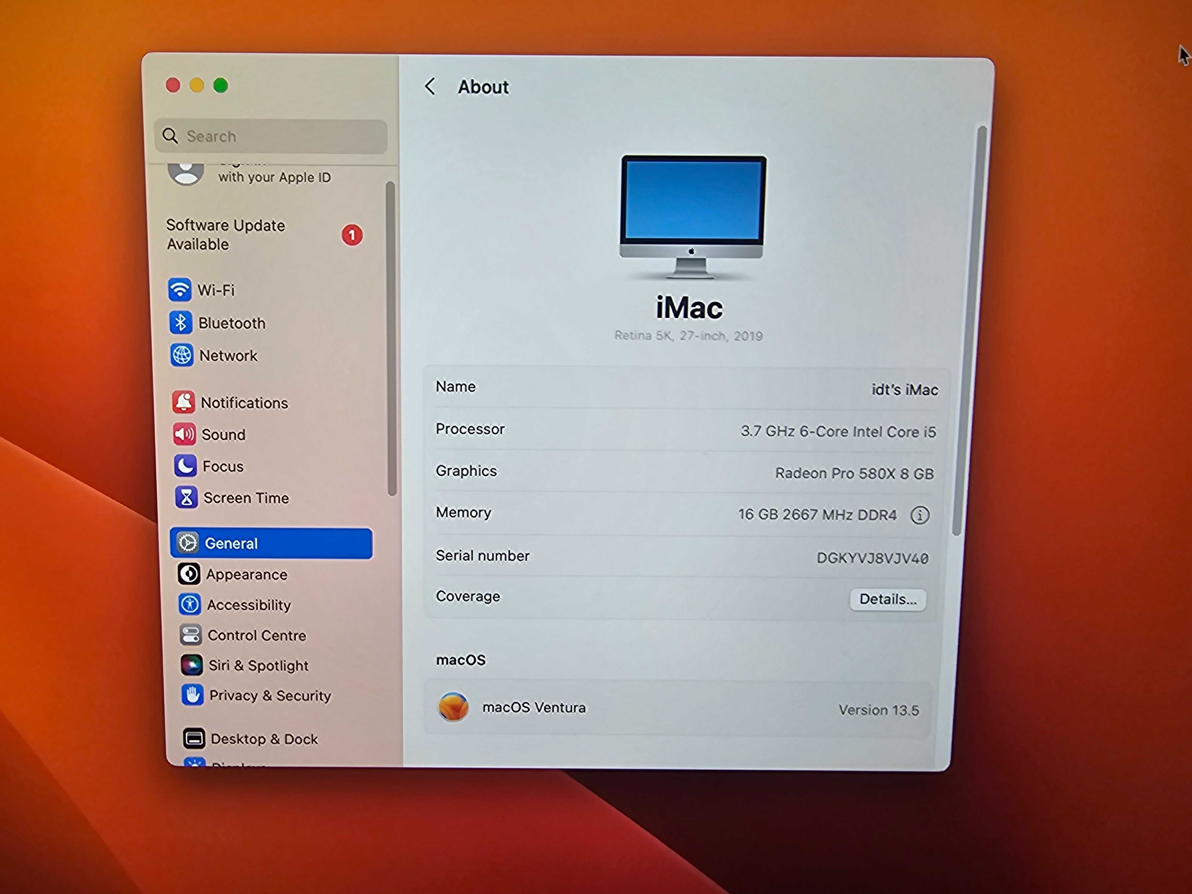 Imac 2019 27 3.7ghz Radeon Pro 580x 8gb 500gb ssd 16gb ram