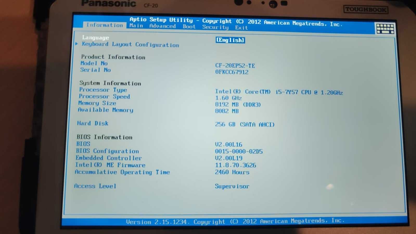 Tableta Antisoc Panasonic Toughbook CF20 4G 8/256Gb SSD, diagnoza auto