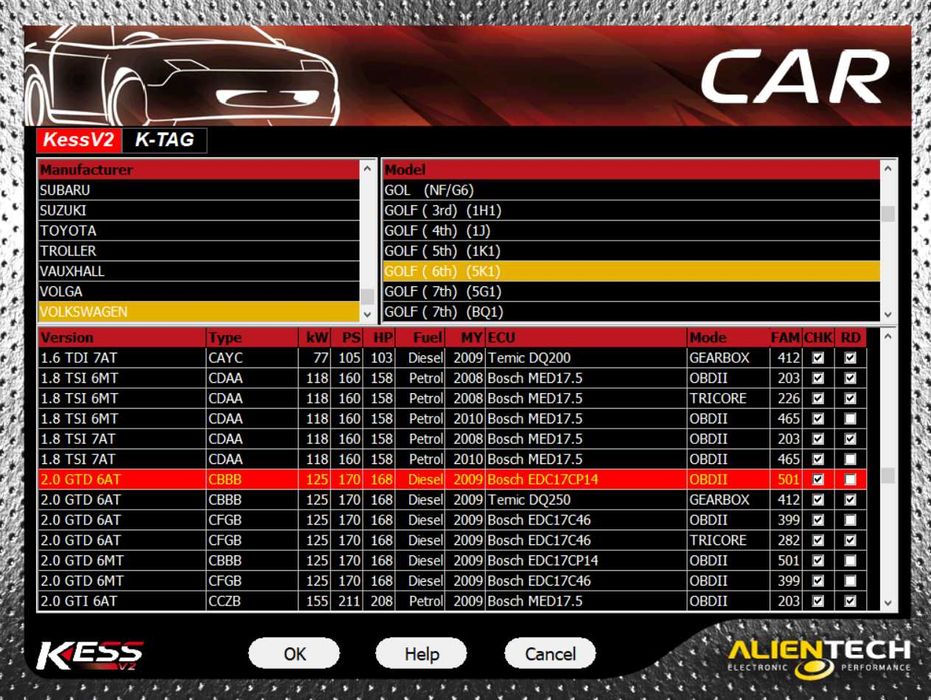 Interfață remapare KESS V2 Master v5.017