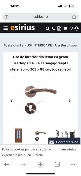 Usa lemn +MDF ; Doar montata si data jos, alte detalii, la cerere !