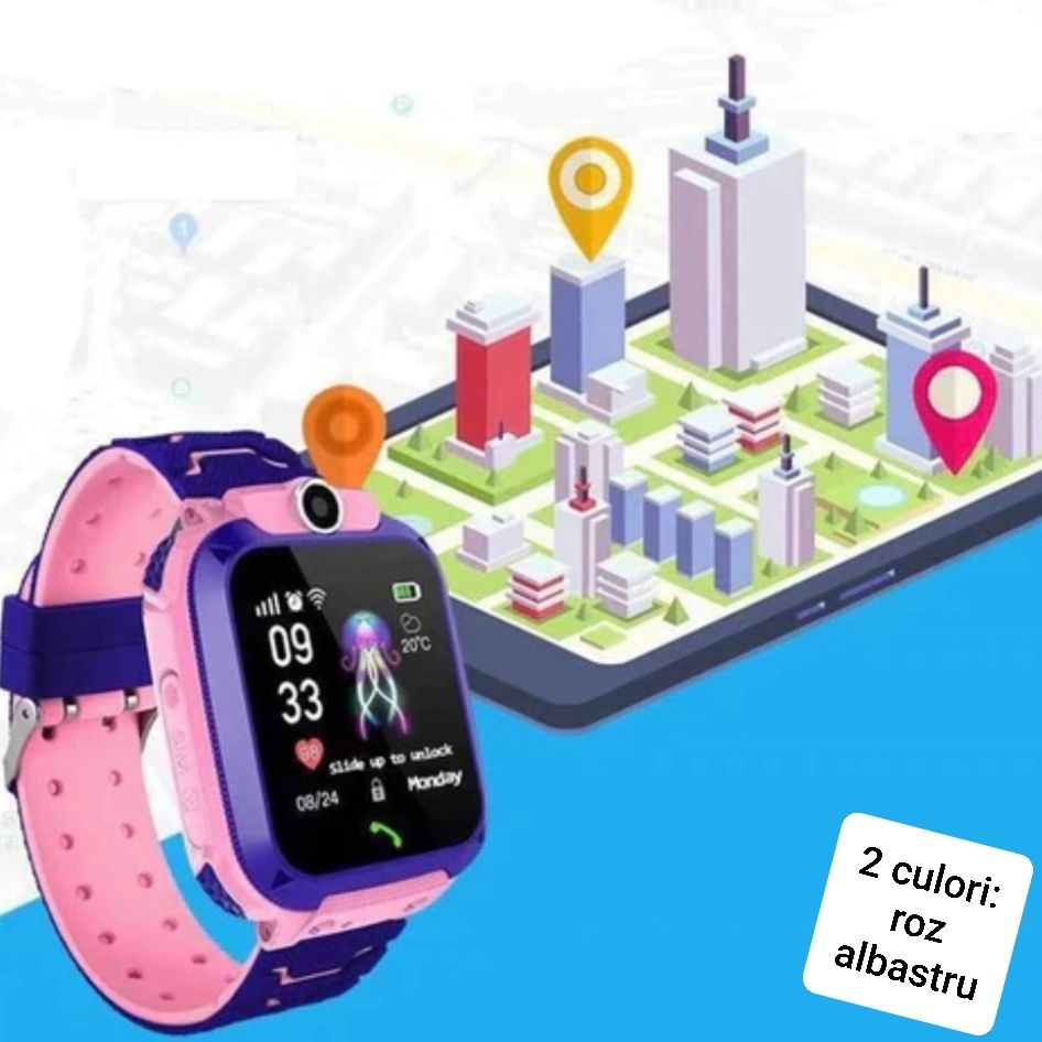 Ceas inteligent pentru copii cu functie de localizare prin GPS apeluri