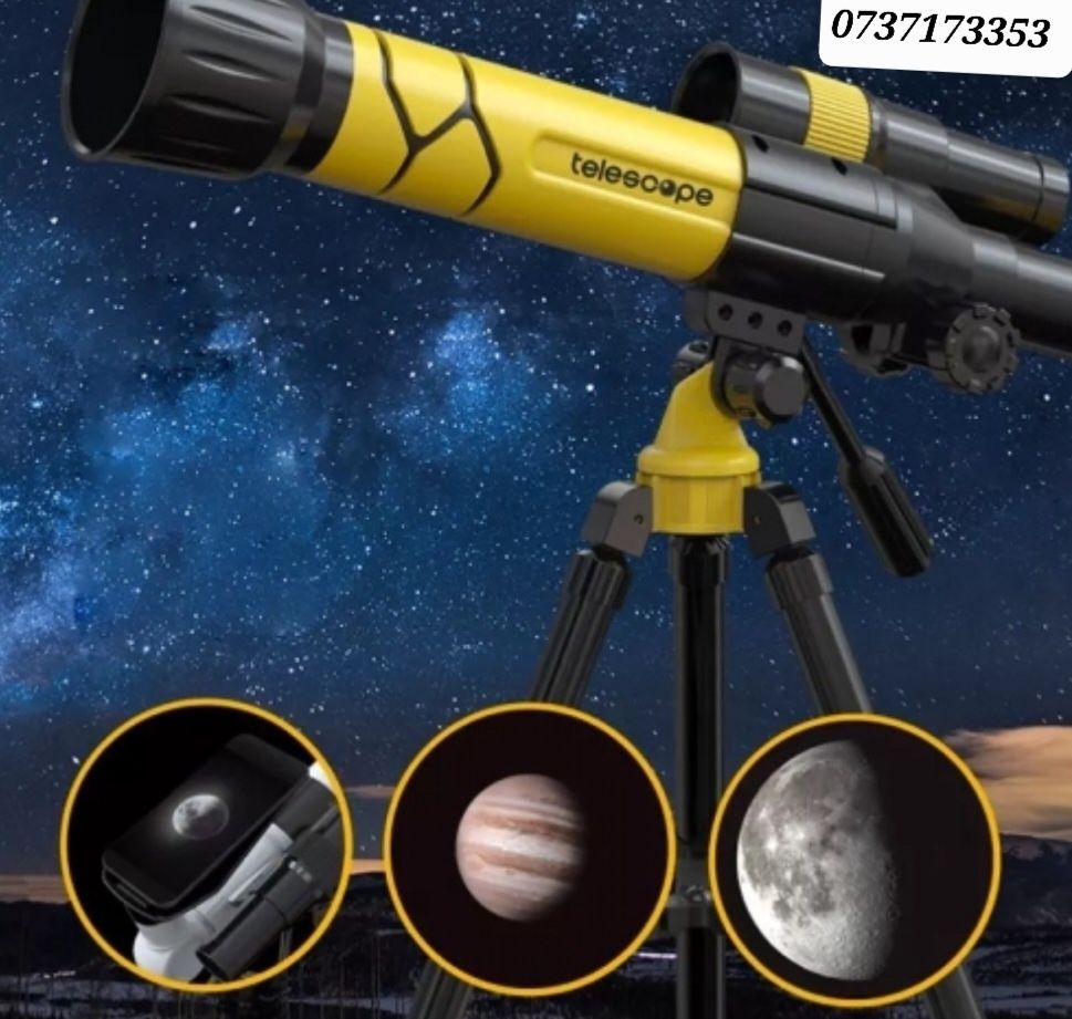 Telescop astronomic educational pentru copii cu suport