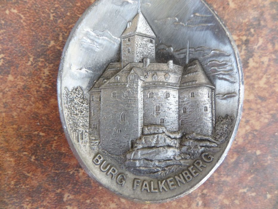 Lingura de argint sau nichel basorelief castelul Falkenberg
