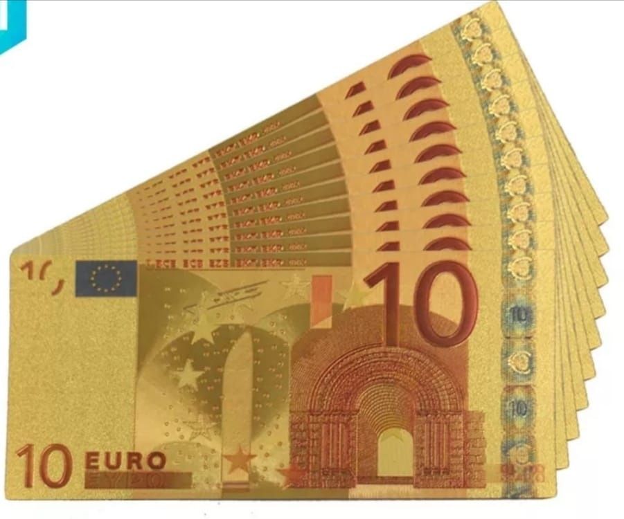 Bancnota fantezie 10 euro placata cu aur